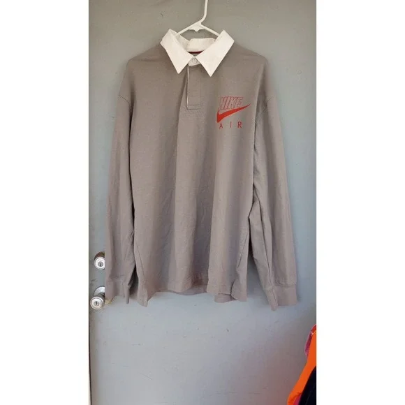 Vintage Nike Air‎ Rugby Shirt Number 9 XXL Gray Red Logo Swoosh
